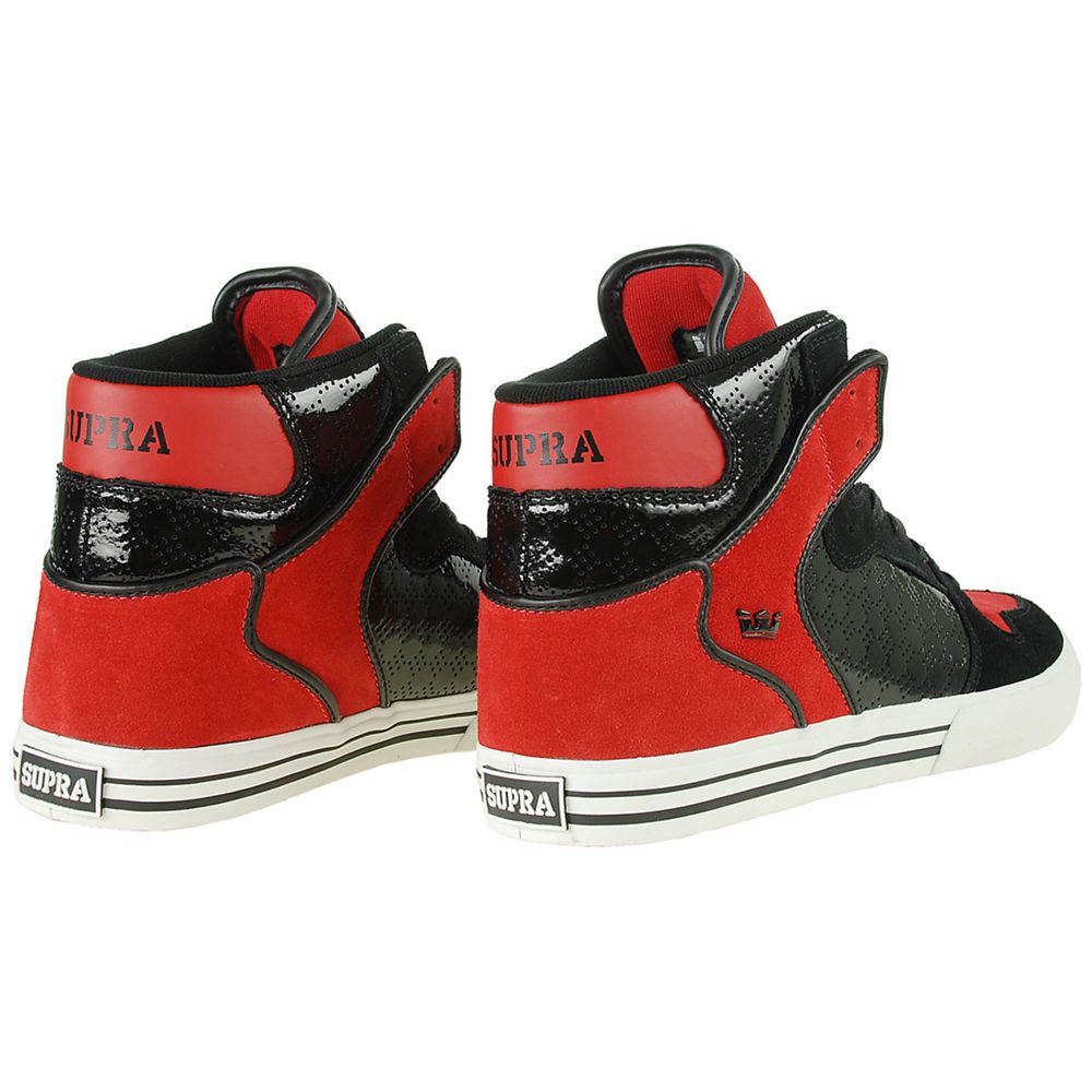 Baskets Montantes Supra Vaider Noir Rouge Black/Red-Suede Homme | AXD-38179030